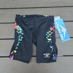 TYR The Finals Geometric Splice Swimwear Boy Black/multi Jammers Size 22 New
